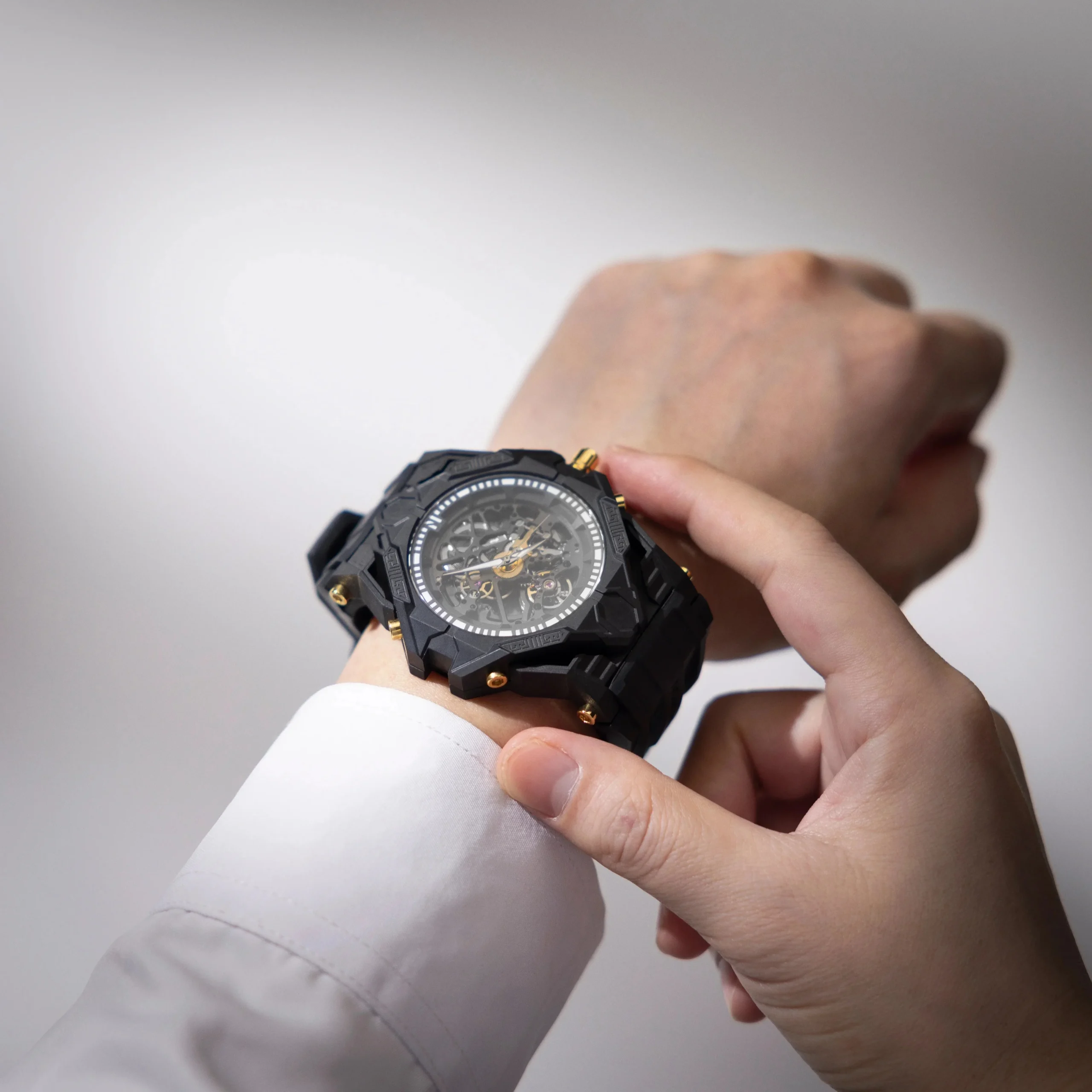 White mechanical watch
